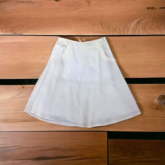 Abito Women’s White Linen Skirt w/ Pockets & Lined 30” Waist 24.5” Length - Picture 1 of 3